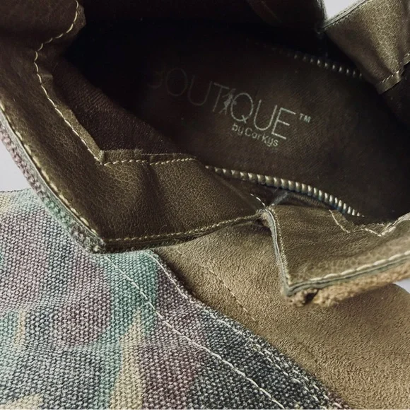 Stylish Olive Ankle Boots with Camouflage Detail - Picture 2 of 8